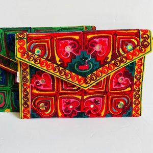 Handmade embroidered clutch